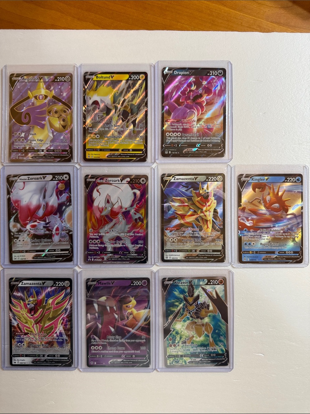 Pokemon V Foil Card Lot - Purple, Gold, Red, Blue